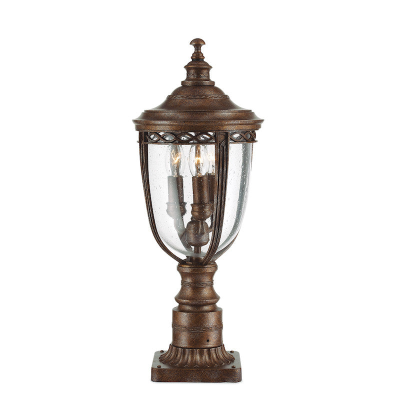 Elstead English Bridle British Bronze Finish Medium Outdoor Pedestal Lantern