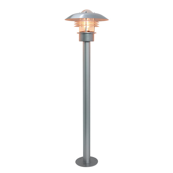 Elstead Malmo Silver Outdoor Pillar Lantern