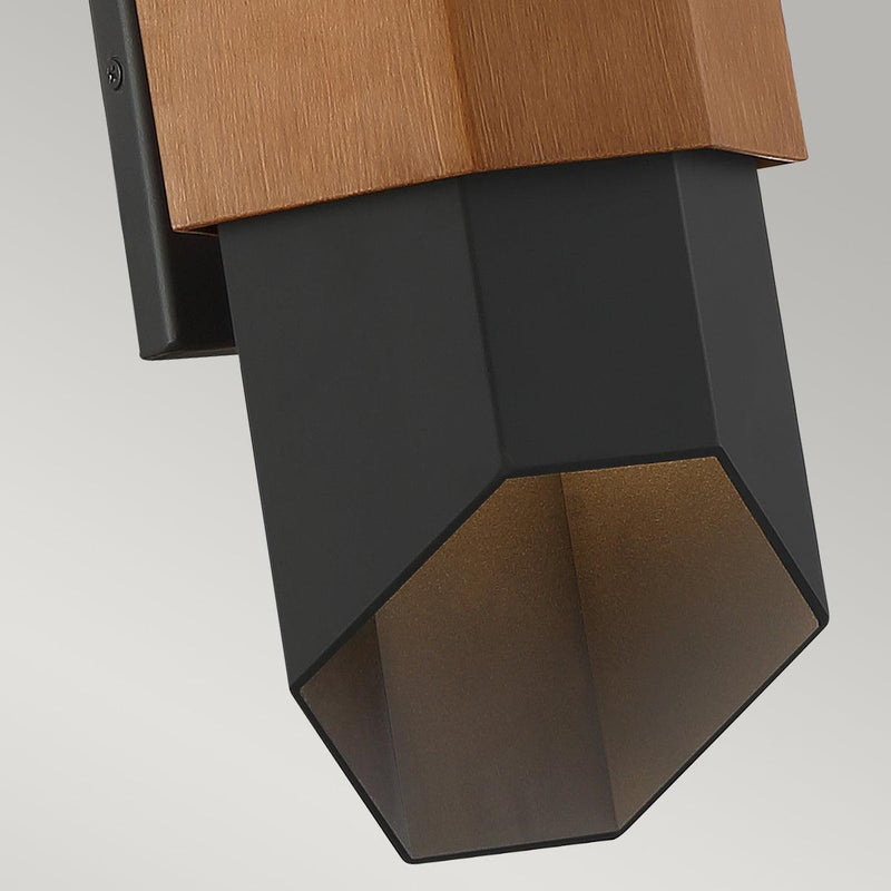 Quoizel Chasm Medium LED Outdoor Wall Light - Black & Wood
