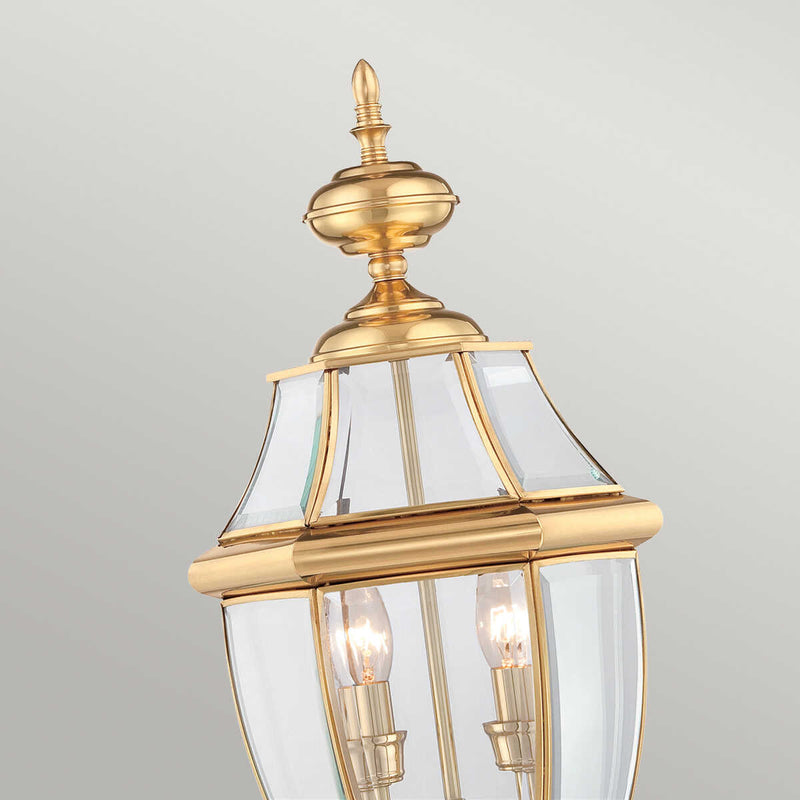 Elstead Newbury Polished Brass Outdoor Pedestal Lantern QZ-NEWBURY3-L-PB
