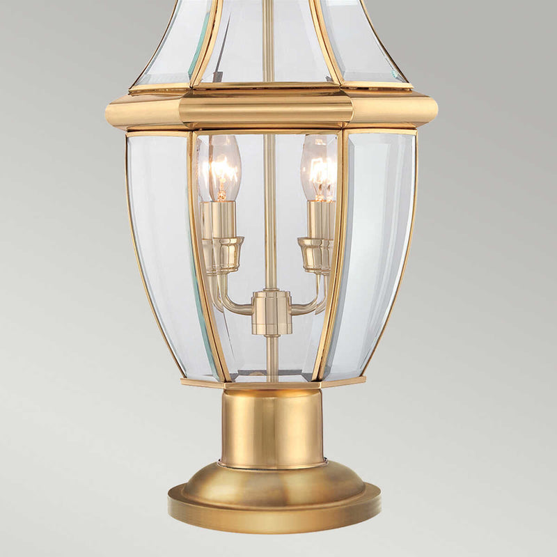 Elstead Newbury Polished Brass Outdoor Pedestal Lantern QZ-NEWBURY3-L-PB