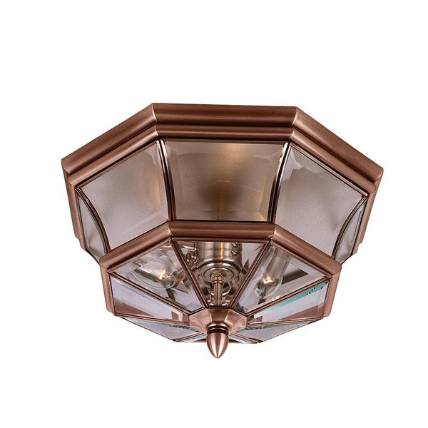 Quoizel Newbury Aged Copper Outdoor Flush Light by Elstead Outdoor Lighting